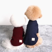 중소형견 복숭아라벨 니트 목폴라 강아지 옷 닥스훈트, 네이비