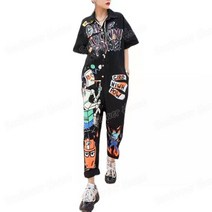 Sunflower House 보스 유니크 프린팅 반팔 점프수트