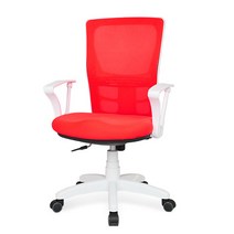 체어포커스 쏘쿨메쉬 화이트바디 WHA100 베이직 메쉬 원톤, 레드