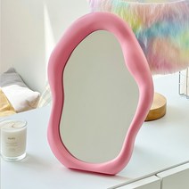 루시아이 비정형 인테리어 벽걸이 가능 탁상거울, 핑크