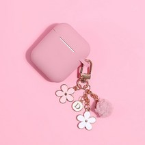 감각적인 에어팟케이스 실리콘 가죽 빈티지 명품 밍크 헤어 볼 키 체인 이어폰 케이스 apple airpods 1 2 블루투스 헤드셋 커버 귀여운 천사 꽃 장식, 에어팟 1 또는 2용 a19