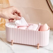 3단 뚜껑형 화장품 수납 정리함 보관함, 1개, 핑크