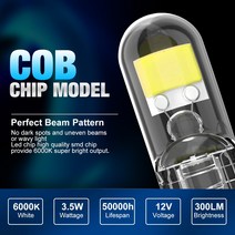 2x W5W T10 LED CANBUS 오류 없음 5W5 DC 12V 6000K 194 168 자동차 인테리어 맵 돔 조명 자동 신호 램프 전구 화이트 앰버 레드, [05] WHITE