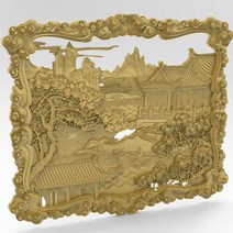 CNC조각기 각인기Stl 모델 중국어 안뜰 풍경 3d 릴리프 cnc 기계 조각 STL 파일 형식 artcam type3 aspire, 한개옵션0