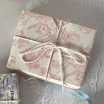 선물 포장지 생일 복고풍 유럽 핑크 웨딩 동반자 어버이날 스승의날 선물 포장지, 포장지 2장 스티커 없는 5M 화이트코튼 로프