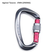 25KN Professional Climbing Carabiner D Shape Aviation Aluminum Safety Lock Outdoor Climbing Asce, 25KN 그레이