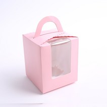 머핀상자 포장 컵케이크 쿠키 투명창 상자 (10장), 1구-핑크(10장)
