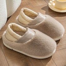 겨울 가정용 두꺼운 밑창 미끄럼 방지 솔리드 커플 여성용 모피 방수 따뜻한 플러시 슬라이드, 14.Coffee - 42-43(fit41-42)