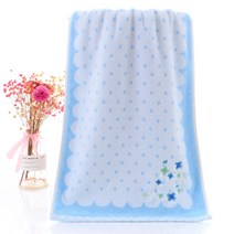 무노사 수건 두껍고 부드러운 흡수 남녀 가정용 세수 수건, 연한 남색, 75*35