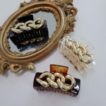 무배 고급스러운 체인 꼬임 반묶음 단발머리 사각 집게핀