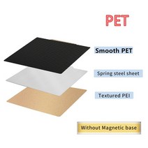3D프린터부품 3D프린터 양면 마그네틱 스프링 스틸 시트 사이드 윈더 x1 PEI PET 엔더 3 CR10 프루사 미니 빌드 플레이트 180mm 220mm 235mm 310mm 3, 6.235x235mm  PETPEI No Base
