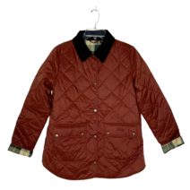 바버 여성 Pilton 퀼팅 자켓 Snap Chestnut Red Tartan Size US 8 NEW