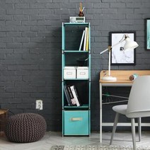 3단 철제 수납장 틈새수납장 책꽂이, 민트
