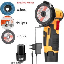 슬라이딩각도절단기 멀티커터기 고속절단기 12V 500W 19500rpm 그라인딩 머신 앵글 배터리 전원 무선 미니 폴리싱 다이아몬드 커팅 그라인더, 1pcs battery set+EU