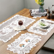 데이즈룸 레이스 사각 테이블매트 2P 식탁매트, 장미, 45X32