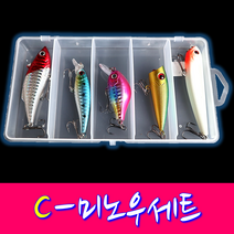 미노우 5종 세트 배스 쏘가리 농어 싱킹 루어소품세트, C-미노우 5종세트