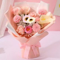 비누 꽃다발 카네이션 어버이날 학예회 스승의날 졸업식 꽃선물, 핑크