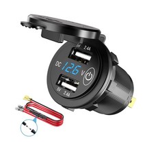 시거잭 블루 차량용 시거잭 오토바이 USB 충전기 멀티 시가 소켓 12-24V 매립형 터치전원 카킹즈, 1개, 1구