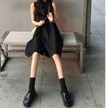 여름 여자 면 나시 멜빵바지 오버핏 와이드 점프수트 A3