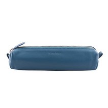 DiLoro Leather Zippered Fountain Ballpoint Rollerball Pens and Pencils Case Holder Pouch Genuine Ful, Sololio Blue