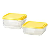 이케아PRUTA 식기보관용기 옐로 6개입 밀페용기 반찬통6P