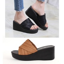 지프라이스 발이편한 여성 사무실 통굽 실내 상굽 키높이 슬리퍼 7CM