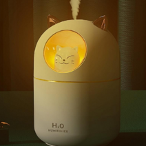 고양이 가습기 야옹이 캐릭터 애완 대용량 미니가습기 USB 무드등 대량구매 선물, 민트