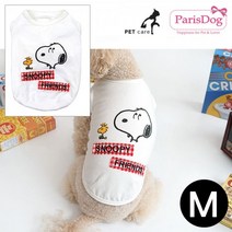 패리스독 스누피 체크 티셔츠 (화이트) (M) 하늘땅팡, 상세페이지 참조, 상세페이지 참조, 상세페이지 참조
