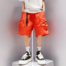 보라색 주황색 남성 캐주얼 밴딩 반바지 내추럴 일상룩 입기편한 하의