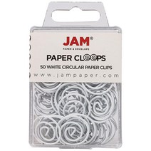 JAM PAPER 원형 종이 클립 - 원형 종이 클립 - 블랙 - 50/팩, White
