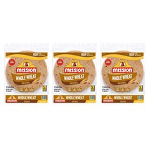 Mission Soft Taco Whole Wheat Tortillas 미션 소프트 타코 홀 웻 또띠아 10개입 16oz(453g) 3팩, 1개, 453g