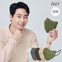 [aer] NEW아에르 KF94 피크V 겨울용 4겹 마스크 30매(S/M/L), 단품, 색상:카키|사이즈:L