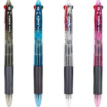 크라운 키넥스 3색 볼펜 0.7mm C3R-300 낱개 / 다색 볼펜 / 고무그립 / 부드러운 필기감, 투명 블랙