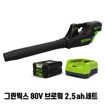 그린웍스 80V 브로워 전동 충전 송풍기 무선 세차 제설, 세트1. 브로워+배터리(2.5ah)+급속충전기