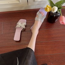 낮은굽펌프스 7833 1장 소둔함 광저우 슈즈 사이즈부족함 일자 스톤 사각굽 슬리퍼 심플 여자 신발 2330445122