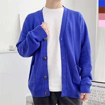 셀러허브(잡화) 남자 봄 핑크가디건 오버핏 댄디 니트 가디건