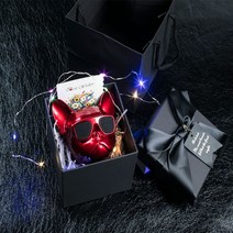 블루투스스피커 휴대용 무선 여행 프랑스 불독 개 머리 오디오 슈퍼베이스 야외 귀여운 크리 에이 티브 성격 멋진 생일 선물 컴퓨터 오디오베이스 크리 에이 티브 홈 자동차 장식품, 공식 표준, 새빨간 대형 + 고급 선물상자 + 랜턴끈 + 연하