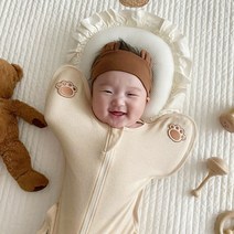 베베곰 신생아 속싸개 스와들 업다운지퍼 면 메쉬 나비잠 슈트 조리원 여름 가을 겨울