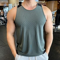 등산조끼 남성 남자 러닝 조끼 여름 체육관 운동 민소매 셔츠 아이스 실크 퀵 드라이 피트니스 보디 빌딩 탱크 탑 신축성 훈련, [04] XXL, [04] G22 green vest