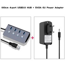 usb허브 c타입허브 호환 서브 컨트롤 스위치 4 포트 USB 3.0 허브 알루미늄 합금 60/100/150cm 케이블 최대, 05 100cm With EU