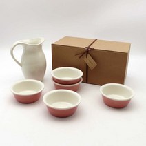 달소금 예쁜 도자기 전통주잔 5인 막걸리잔 선물세트-마블핑크SET, 마블핑크SET