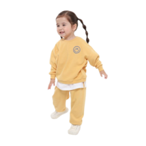 국산 면 100% 유아 상하복 옐로우 스마일 키즈 등원복 츄리닝 상하세트 텀블워싱 줄어듦 방지 YPMK