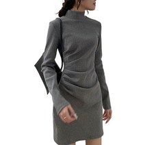 자이마이 여성 스판 기모 폴라 미니원피스 셔링 폴라원피스 봄원피스 가을원피스 겨울원피스