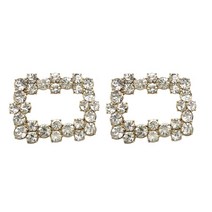 FCSHOP DIY 스퀘어 신발 클립 라인스톤 크리스탈 신발 버클 보석 액세서리 장식