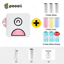 프린터 악세사리 Poooli-L1 휴대용 무선 포켓 감열식 포토 프린터 블루투스 영수증 라벨 스티커 종이, 11 Pink Add 9 Rolls_01 CHINA