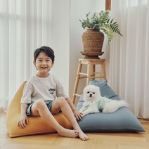생활특권 쫀득 어린이 빈백 소파 쿠션, 쫀득 어린이 빈백_블루