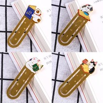 귀여운 고양이 북마크 금속 책갈피, 녹색책고양이