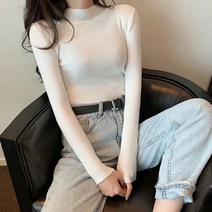 스팩트 아린 데일리 모크넥 긴팔 니트 티셔츠 쫄티