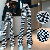 드레이프 맥시 팬츠 체크 마이크로 부츠컷 캐주얼바지 여성 2022 봄계절 작은 키 바둑판 격자 3891584424
