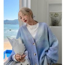봄코디 캐시미어 남자니트조끼 소듀 나염 루즈핏 니트 카디건 여 브이넥 봄 한류 탑 코트